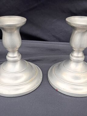 Pair of Vintage Preisner Pewter 4.5" Tall Candlestick Holders